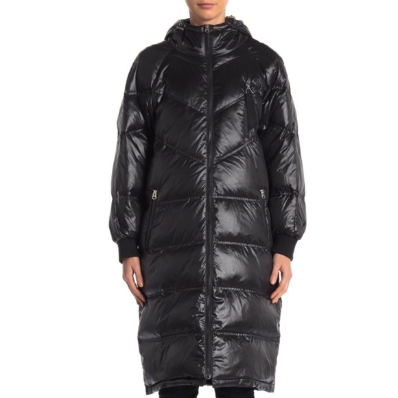 7 For All Mankind Long Hooded Down Coat - Picture 3 of 5